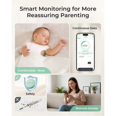 Termômetro Digital Vestível com Monitoramento em Tempo Real Momcozy - Monitoramento contínuo em tempo real